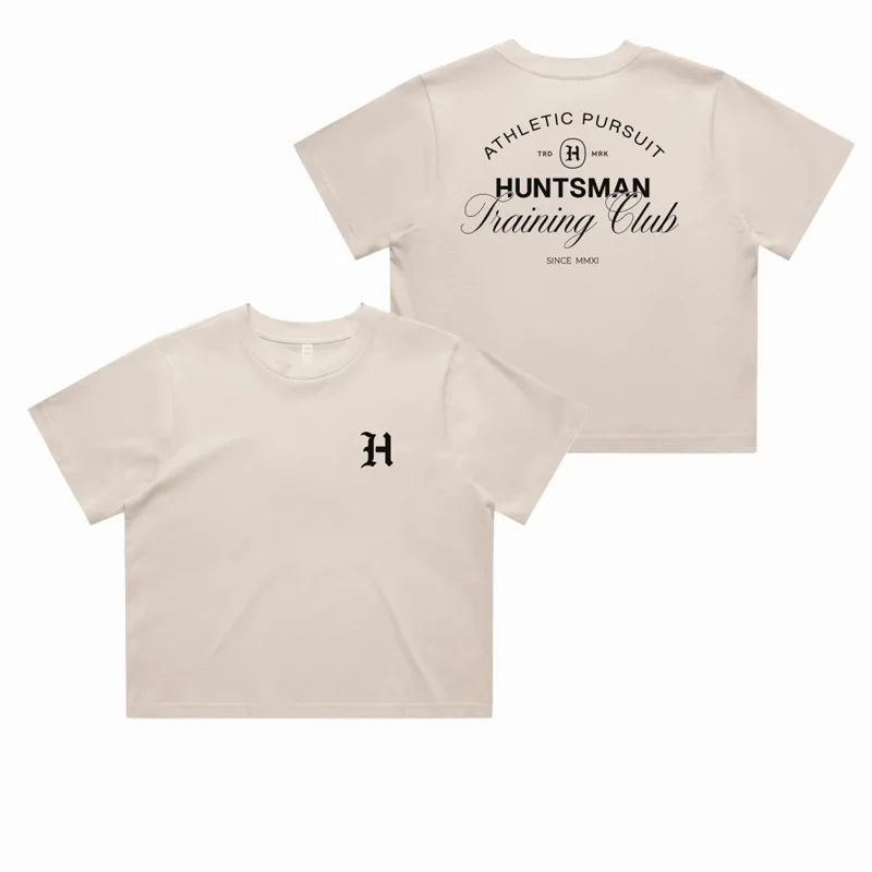 Classic Crop Tee in ecru, front and back