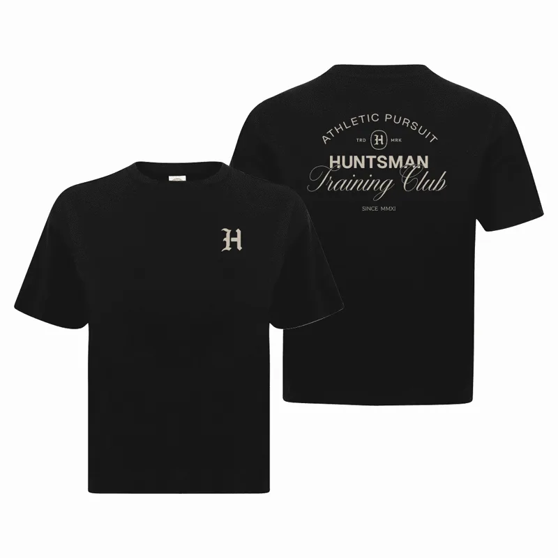 Cropped Boxy Tee in black, front and back