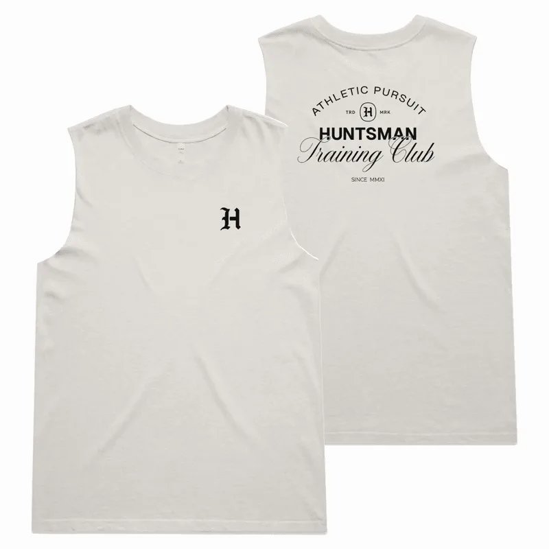 Heavy Faded Tank in faded ecru, front and back