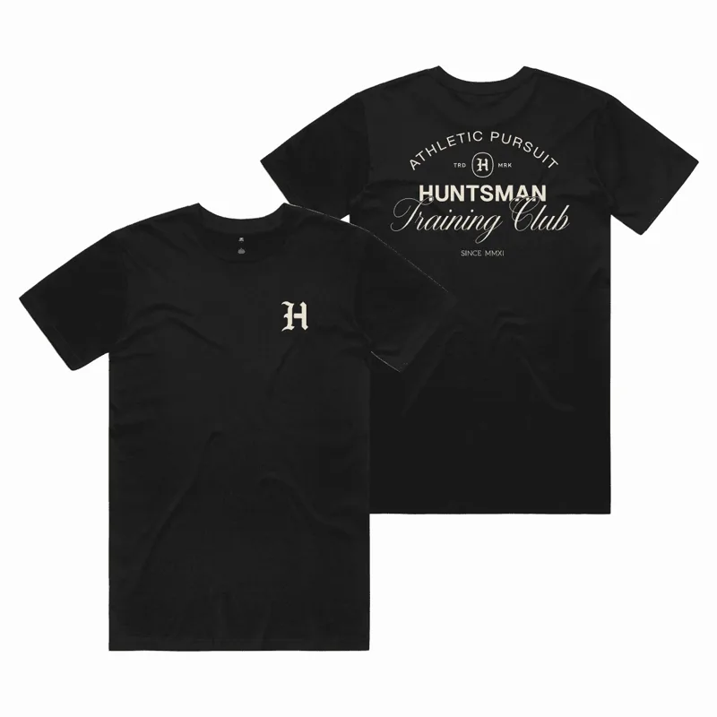 Staple Tee in black, front and back